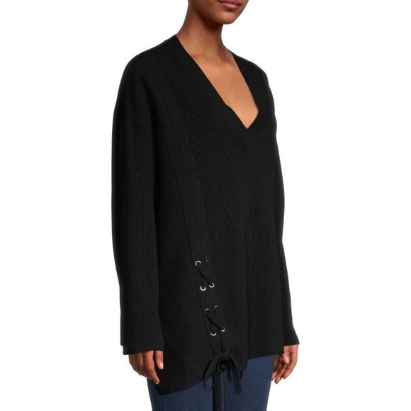 Womens Size XS/S All saints Able Lace Up Wool Blend Sweater Black EUC - Picture 3 of 9